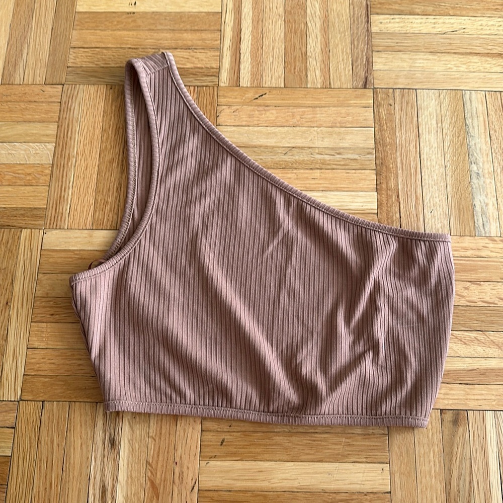 Superdown brown crop top, one shoulder